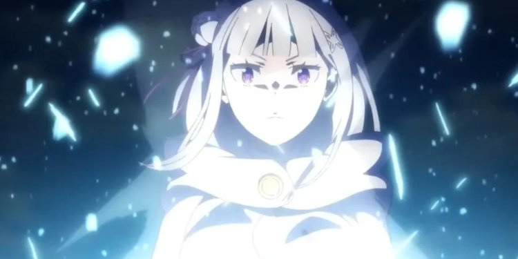 Emilia in a tense snow scene from Re:Zero Season 4