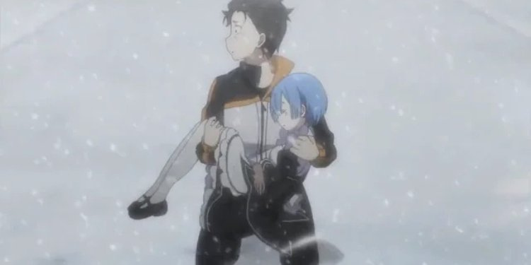 Subaru carrying Rem through the snow – Re:Zero Season 4 Loss Arc