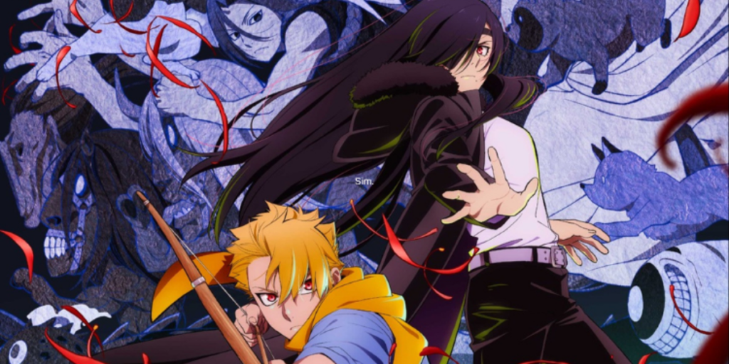 Yuru wielding a bow beside a mysterious dark-haired daemon in Daemons of the Shadow Realm