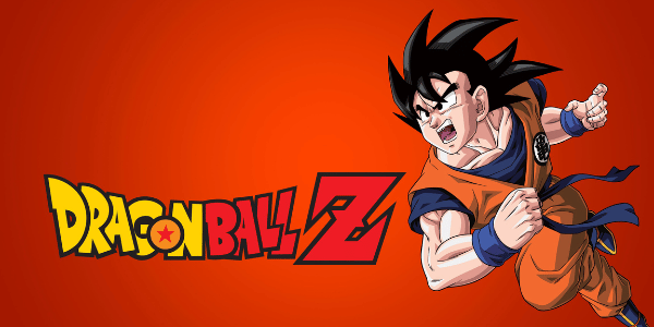 Promotional Dragon Ball Z image featuring Goku in an action pose beside the Dragon Ball Z logo on an orange background.