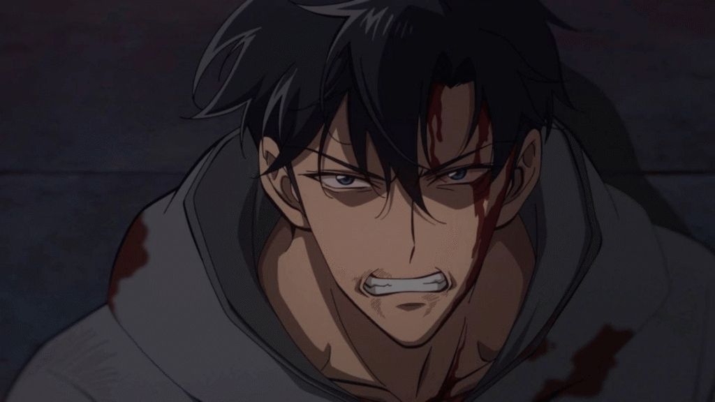 A fight scene from Tomb Raider King, where the anime's compressed pacing shows most