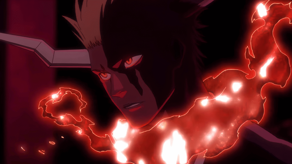 Close-up of Ichigo Kurosaki's true Bankai transformation in Bleach TYBW episode 5, "Defend You"